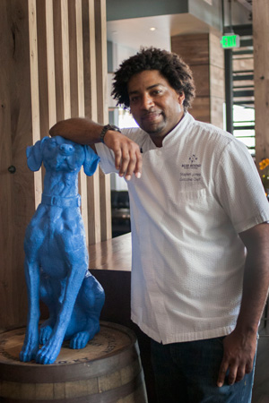 Executive Chef Stephen Jones, with hound.